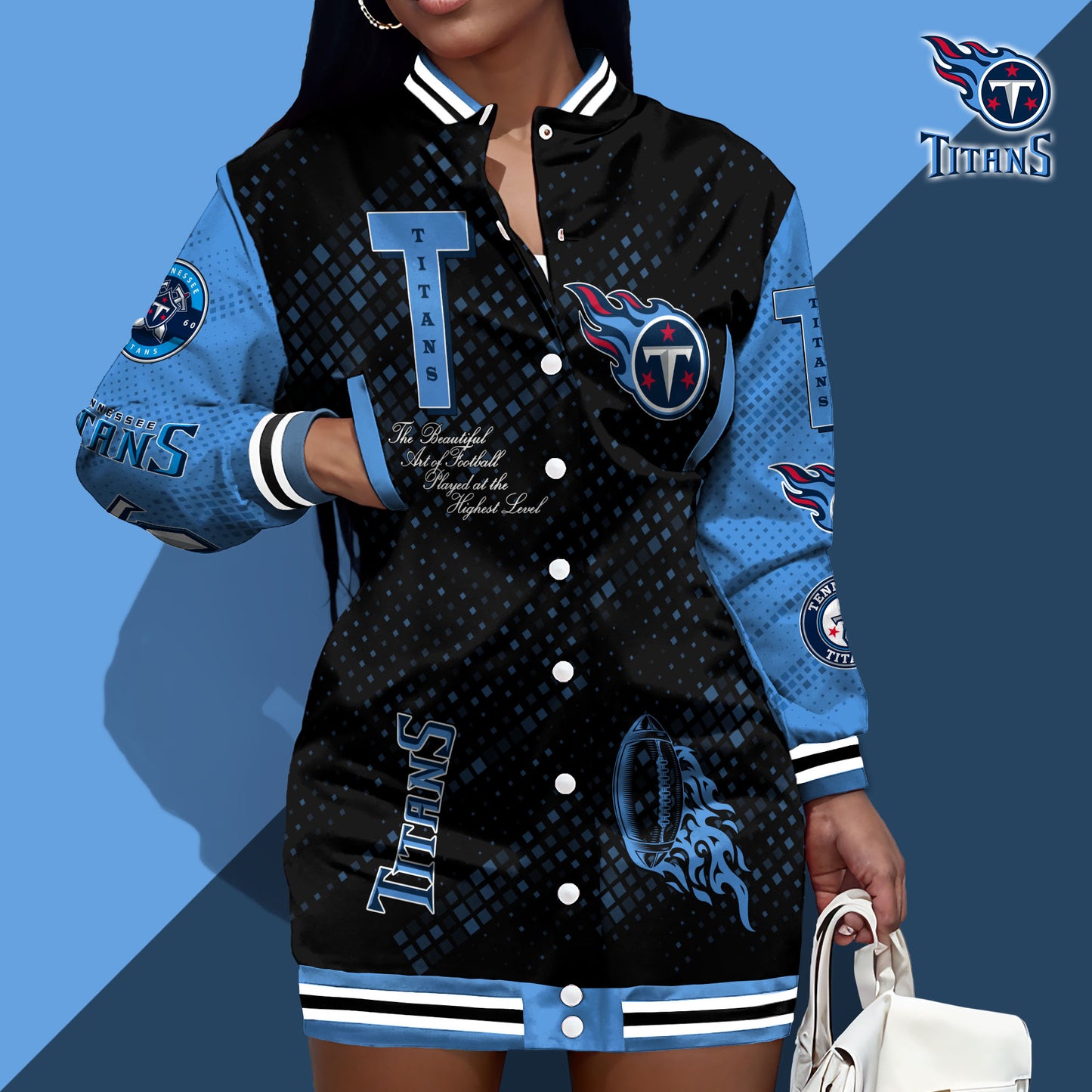Tennessee Titans Limited Edition Button Down Long Sleeve Jacket Dress