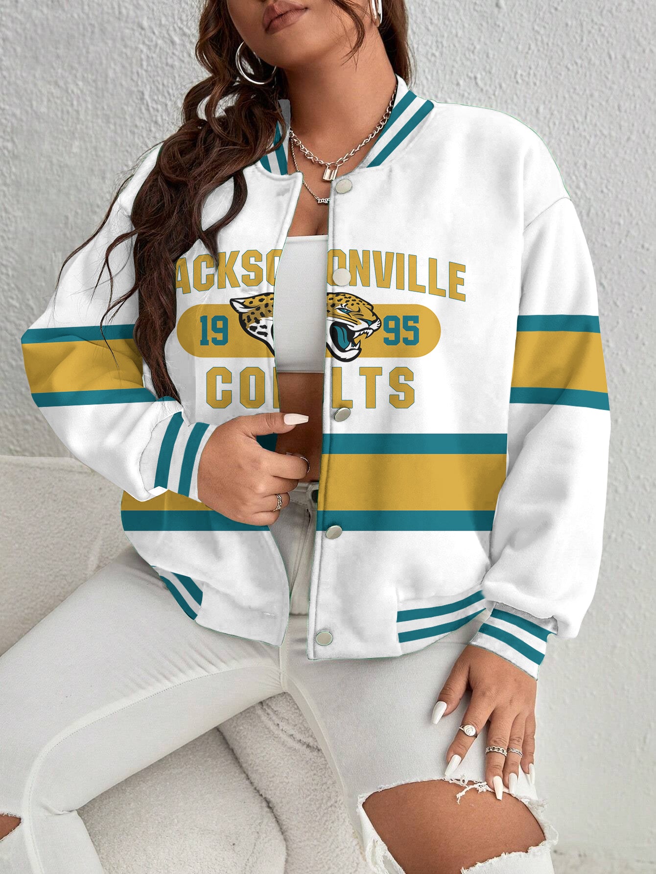 Jacksonville Jaguars Women's Long Pass Full- Snap Casual Jacket