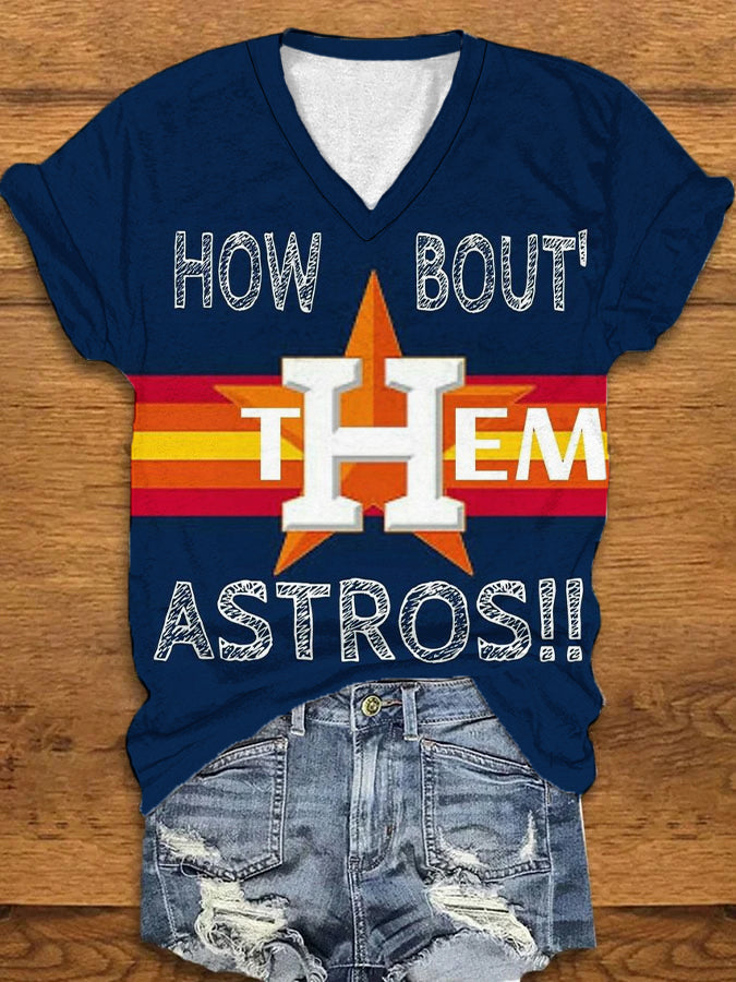 Print V-Neck T-Shirt