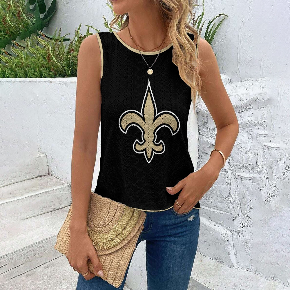New Orleans Saints Cut Out Wrap Cross Wrap Back Asymmetrical Beach Tank Top