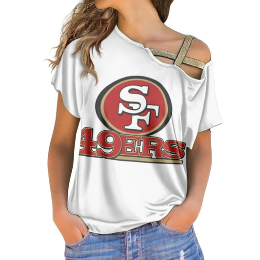 sequin cross belt women's top