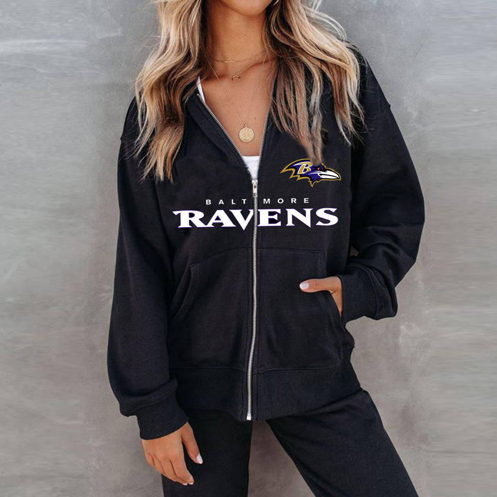 Unisex casual printed zipper Hoodie