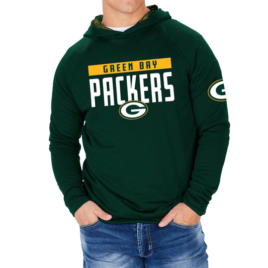 Zubaz Men's NFL Green Bay Packers Team Color Hoodie With Viper Print Details