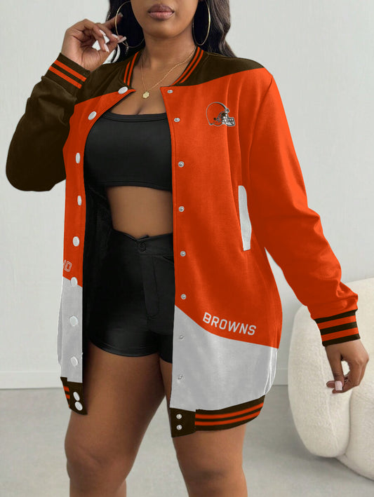 Cleveland Browns Women's Limited Edition Button Down Long Sleeve Jacket Dress