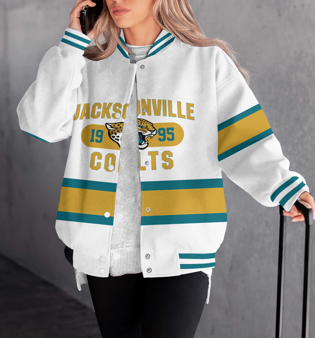 Jacksonville Jaguars Women's Long Pass Full- Snap Casual Jacket