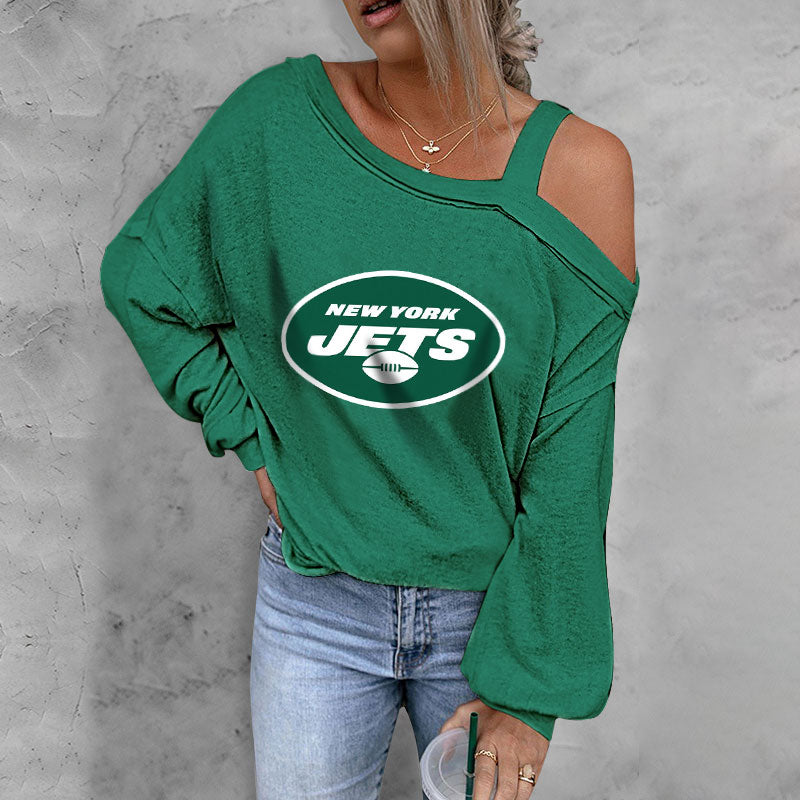 ASYMMETRICAL NECK SHIFT CASUAL LONG SLEEVE TOP