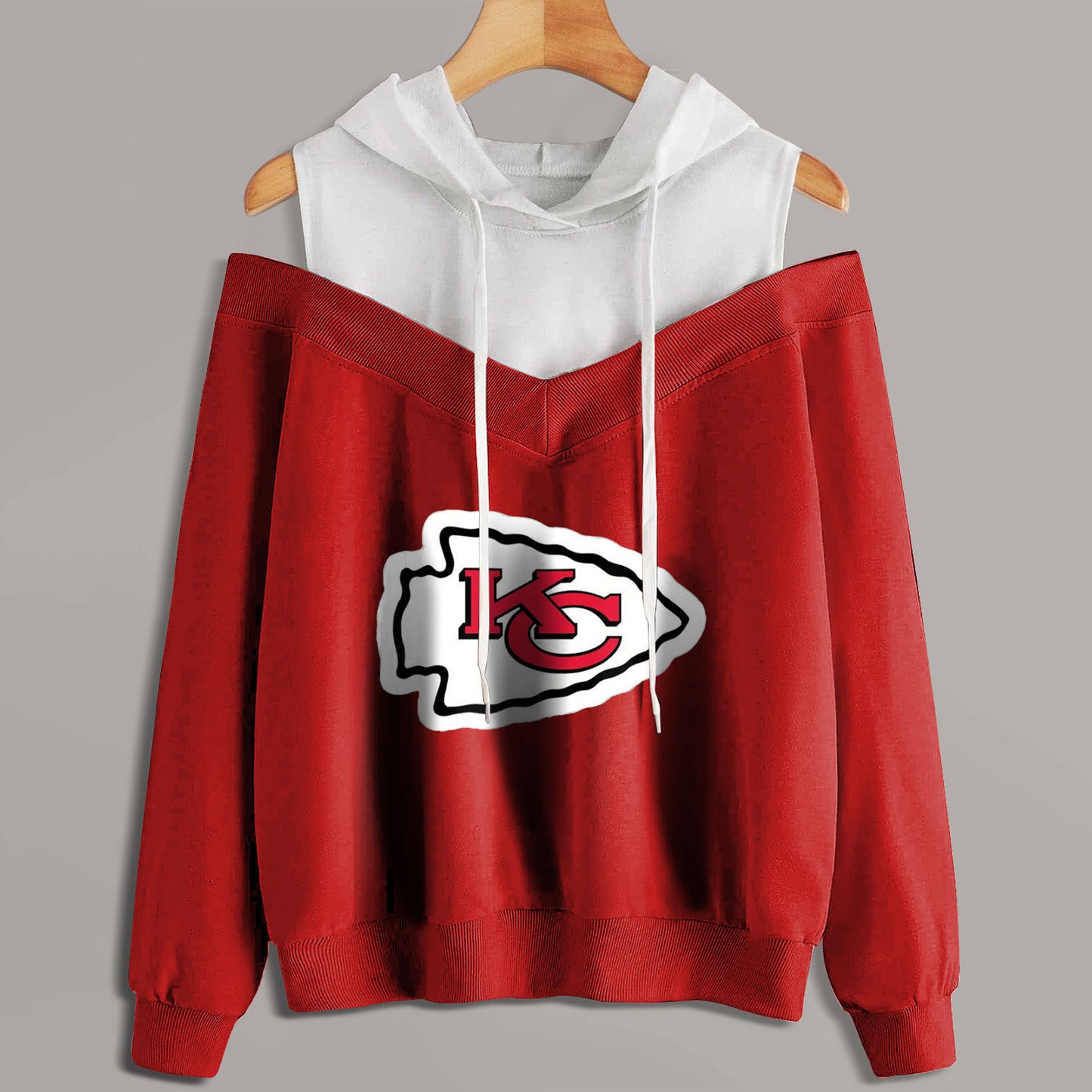 2 In 1 Colorblock Cold Shoulder Hoodie