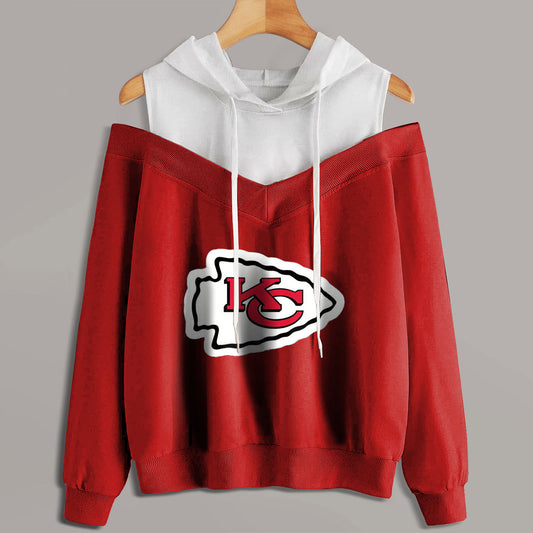 2 In 1 Colorblock Cold Shoulder Hoodie