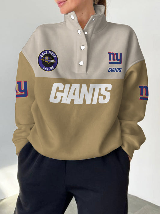New York Giants  2025 New Design Casual Snap  Mockneck Pullover