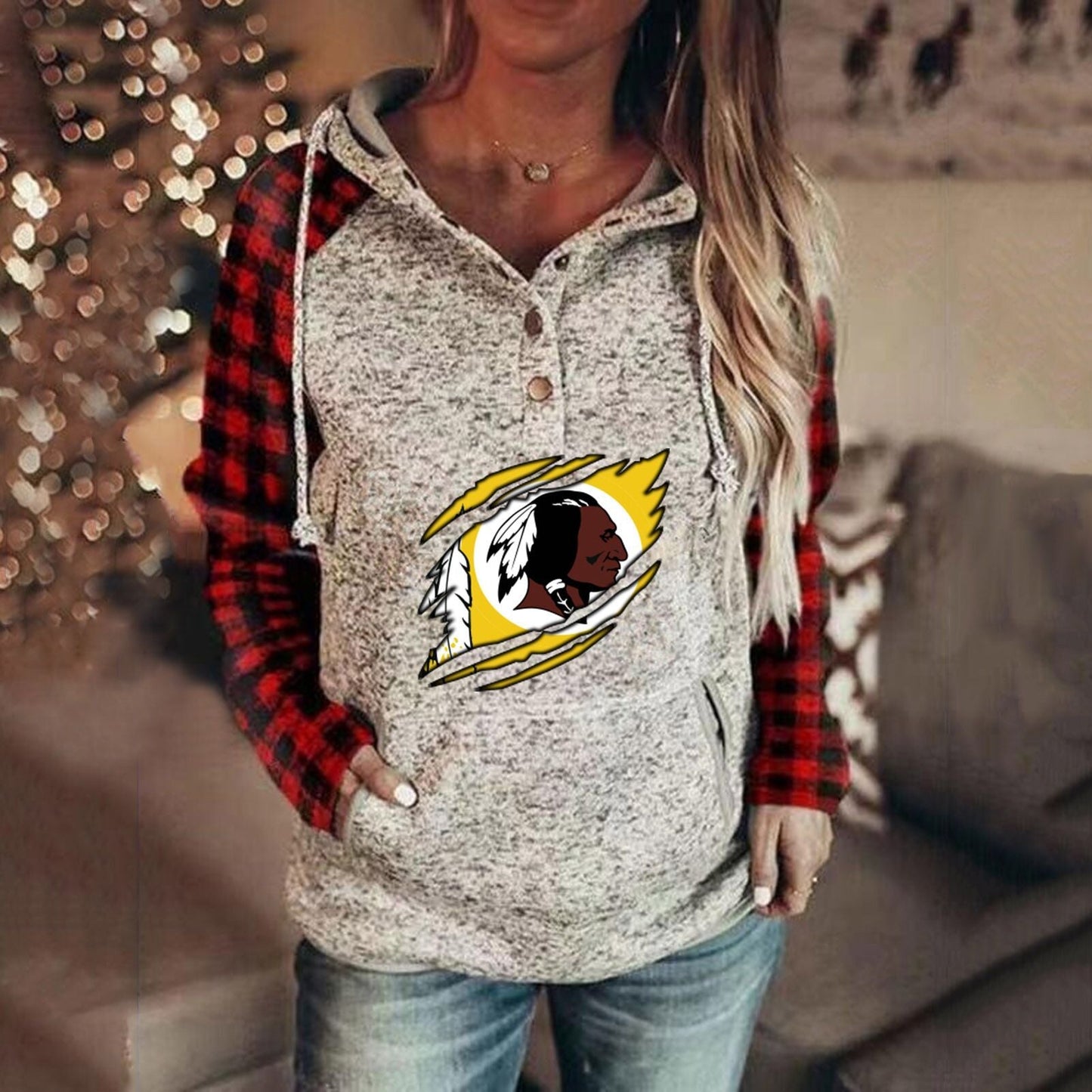 Washington Redskins 3D Printed Splicing Hoodie