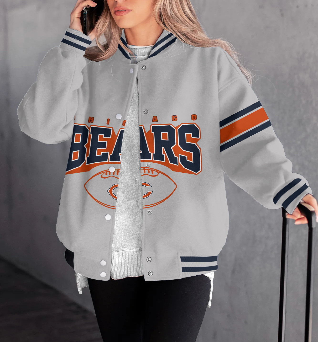 Chicago Bears Women's Long Pass Full- Snap Casual Jacket