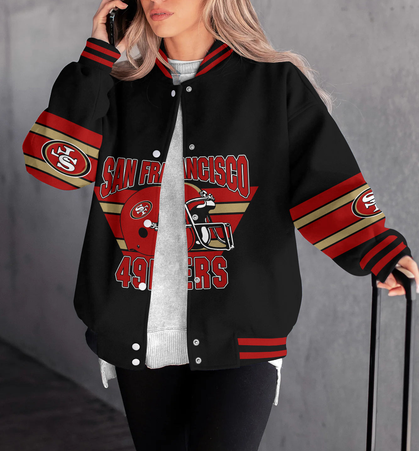 San Francisco 49ers Women's Long Pass Full- Snap Casual Jacket