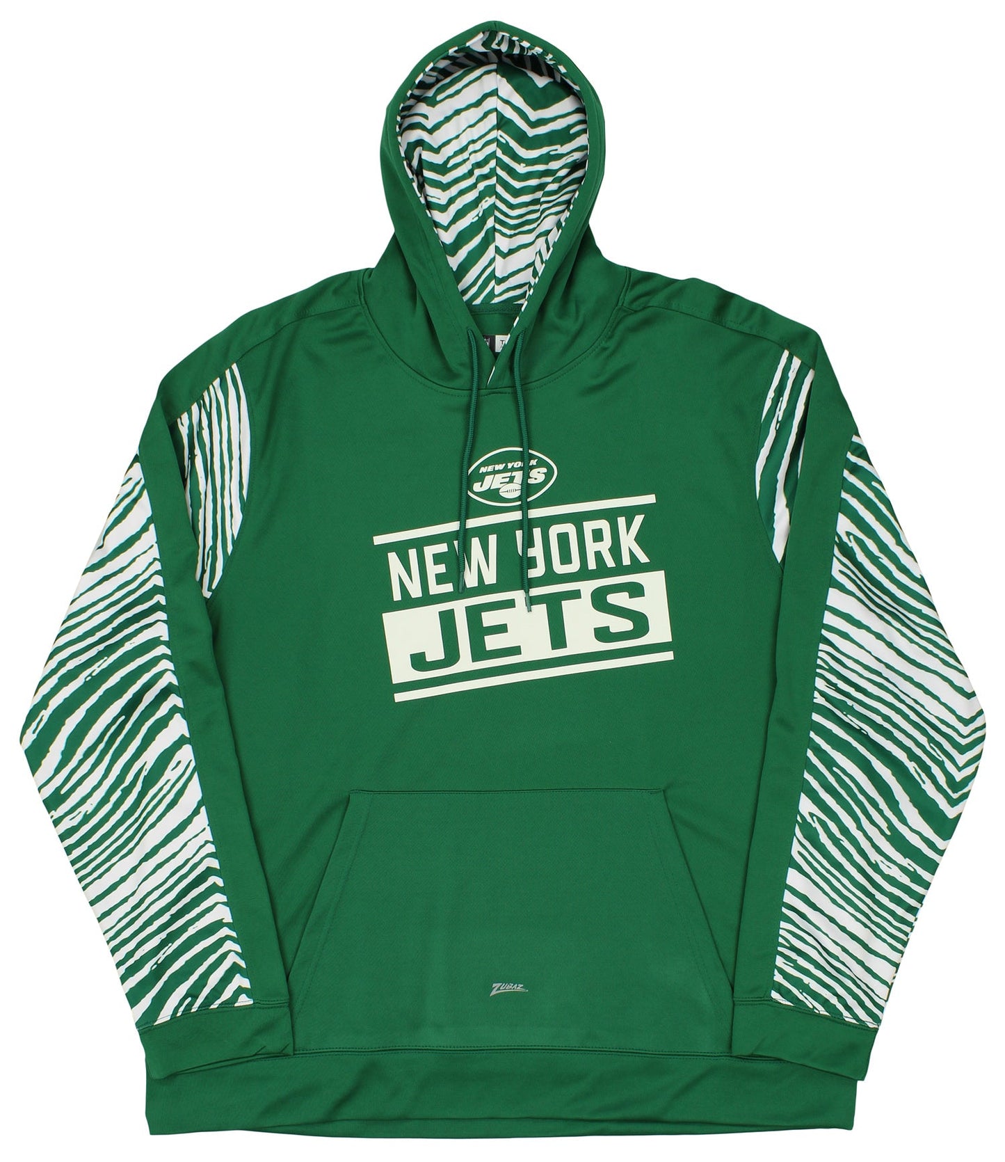 Zubaz NFL Men's New York Jets Team Color with Zebra Accents Pullover Hoodie, DEFECTIVE
