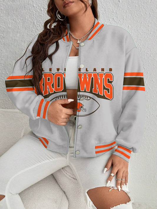 Cleveland Browns Women's Long Pass Full- Snap Casual Jacket