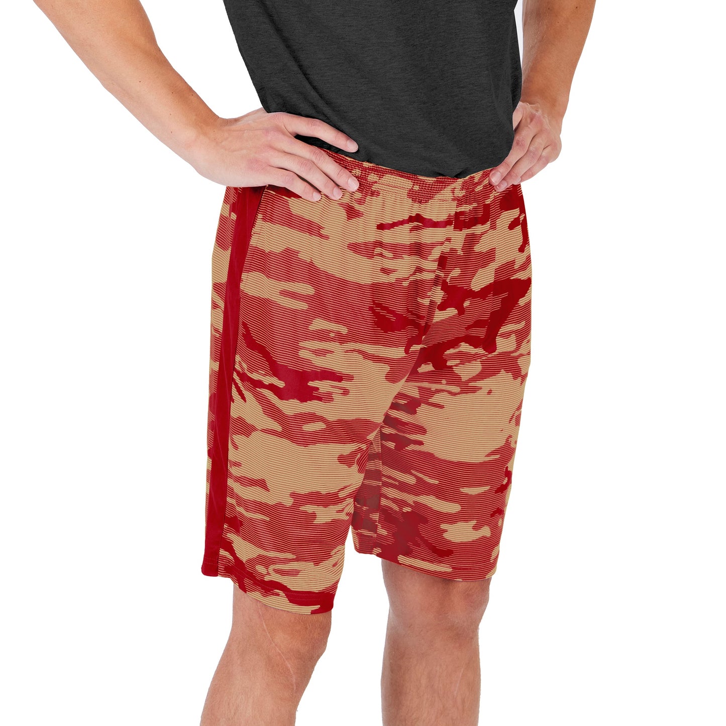 Zubaz Men's NFL San Francisco 49ers Lightweight Camo Lines Shorts with Logo