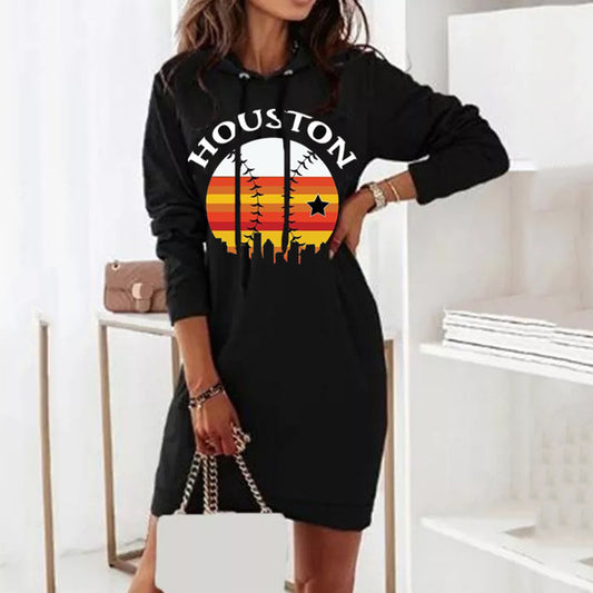 Simple casual loose pocket Long Sleeve Dres