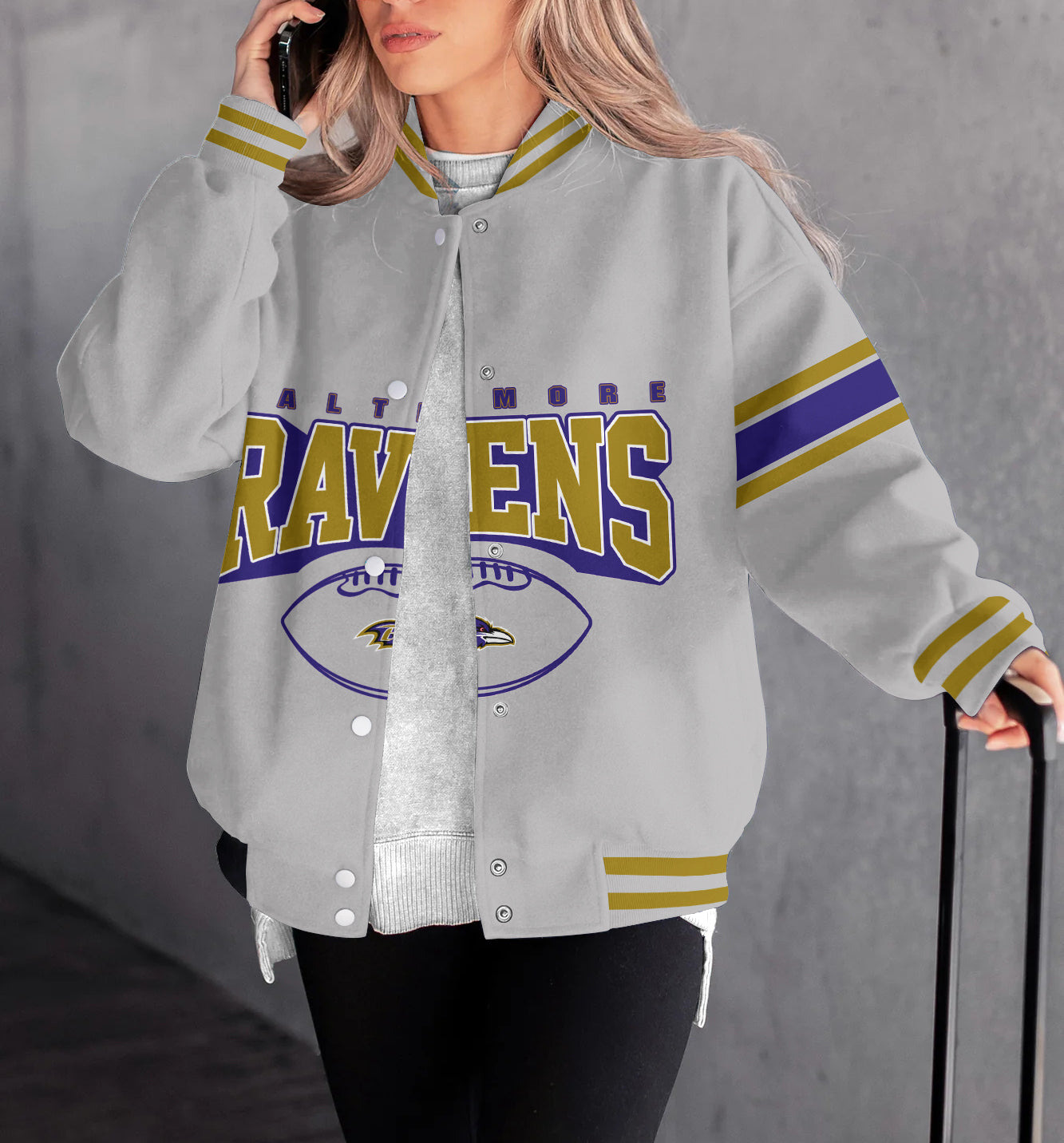 Baltimore Ravens Women's Long Pass Full- Snap Casual Jacket