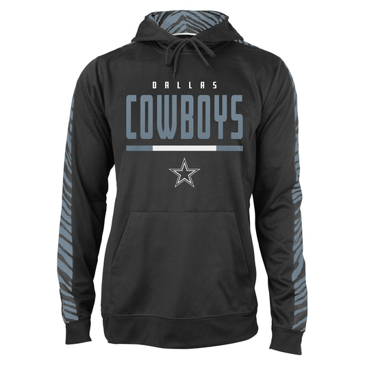 Zubaz NFL Men's Black and Grey Tonal Zebra Hoodie and Sleeve Dallas Cowboys