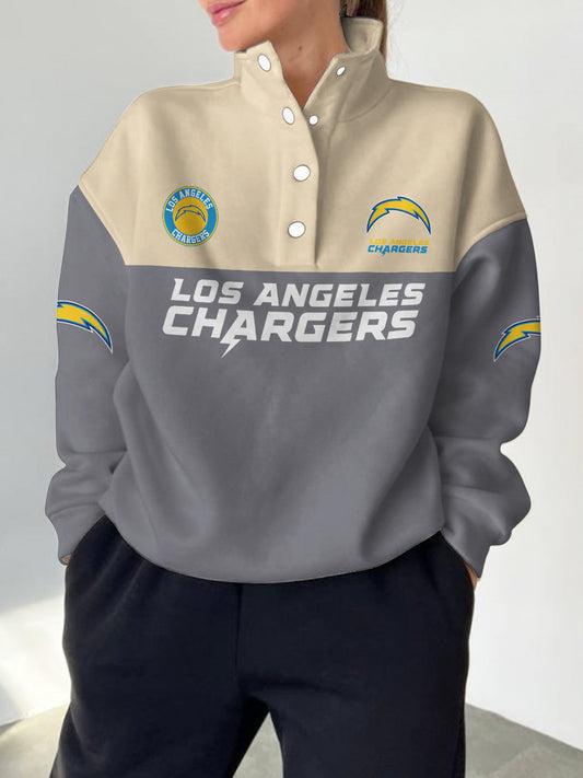 Los Angeles Chargers 2025 New Design Casual Snap  Mockneck Pullover