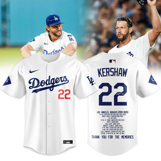 .Los Angeles Dodgers Kershaw Thanks for Memories Limited Jersey
