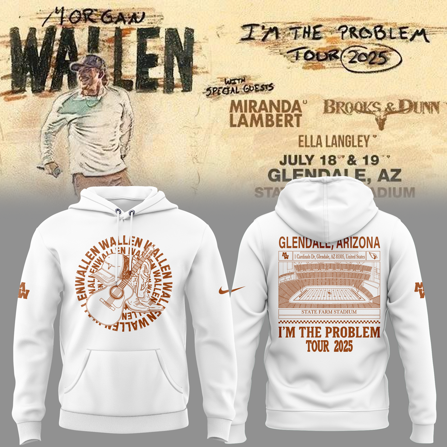 Special New Morgan Wallen x Arizona Cardinals Black Hoodie