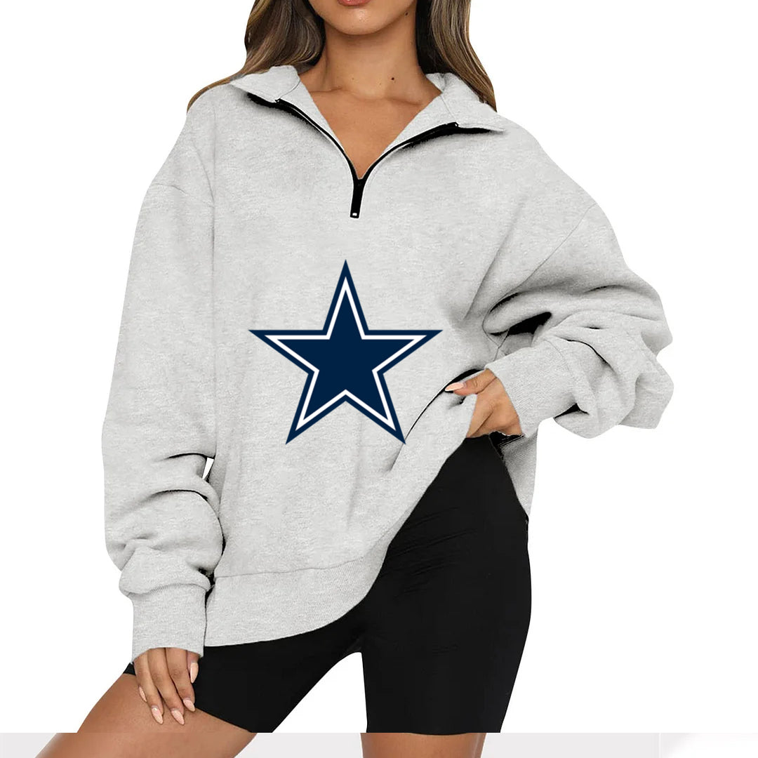 New Ladies Sports Leisure Lapel Zipper Sweatshirt