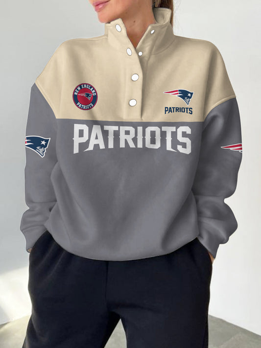 New England Patriots 2025 New Design Casual Snap  Mockneck Pullover