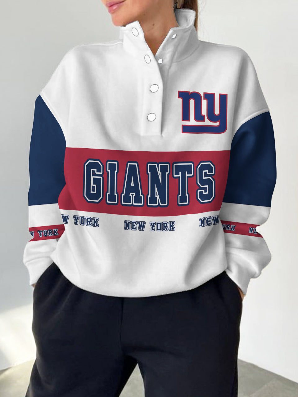 New York Giants  2025 New Design Casual Snap  Mockneck Pullover