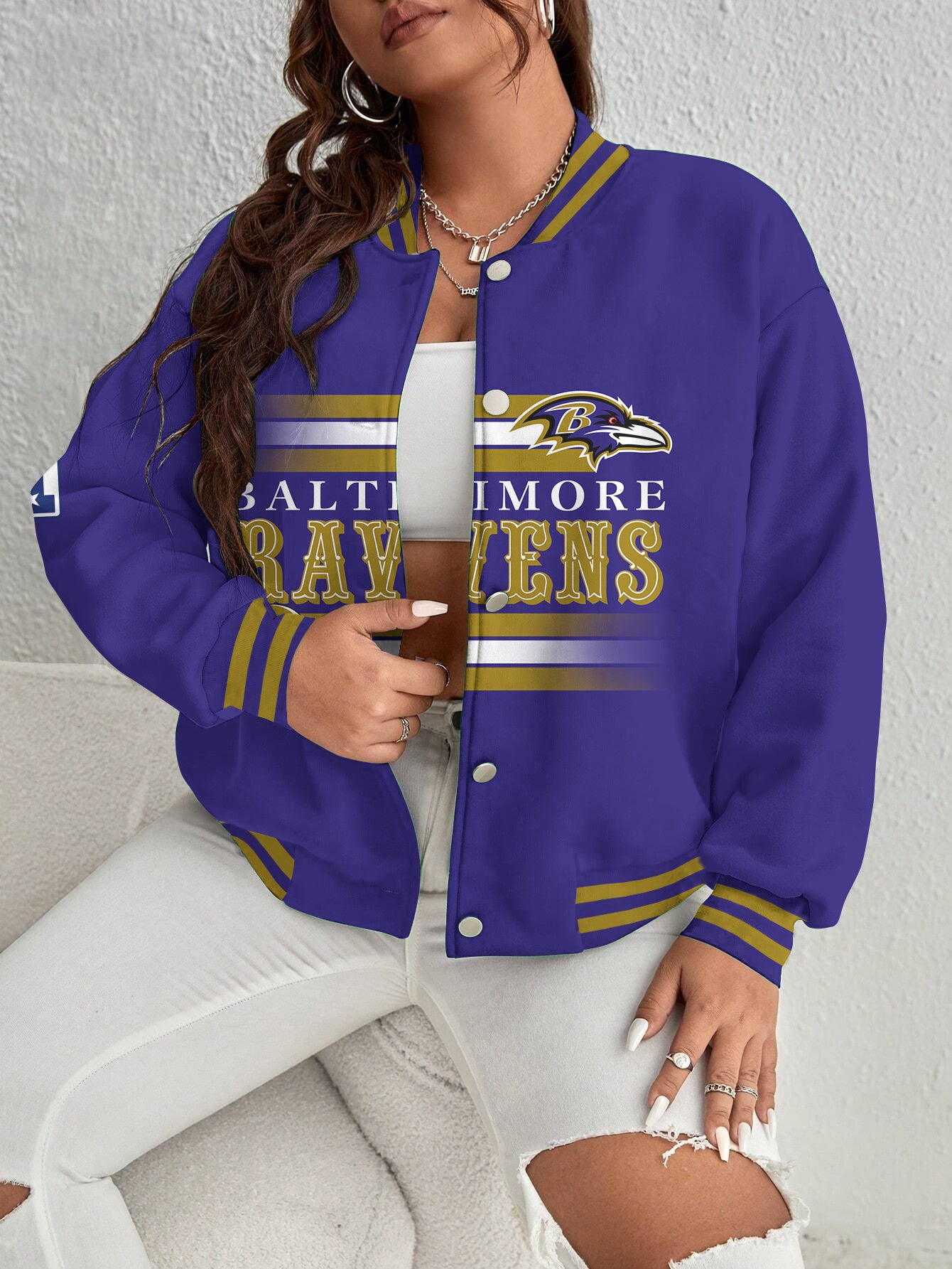 Baltimore Ravens Women's Long Pass Full- Snap Casual Jacket