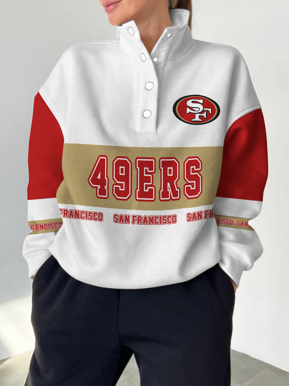 San Francisco 49ers  2025 New Design Casual Snap  Mockneck Pullover