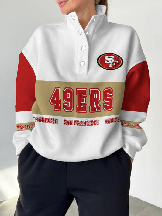 San Francisco 49ers  2025 New Design Casual Snap  Mockneck Pullover