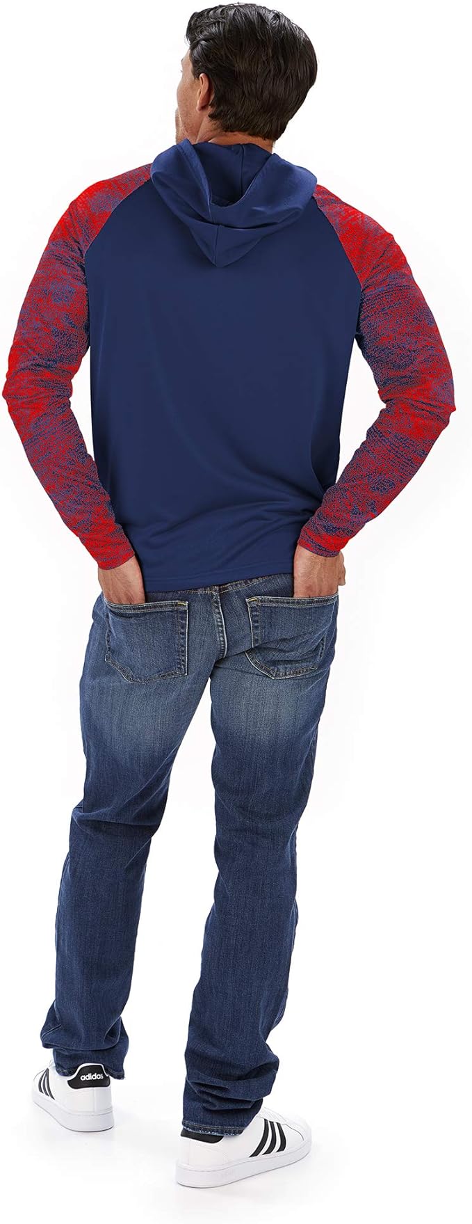 Zubaz NFL MENS HOUSTON TEXANS SOLID BODY NAVY/RED STATIC FRENCH TERRY LW HOOD Double Extra Large