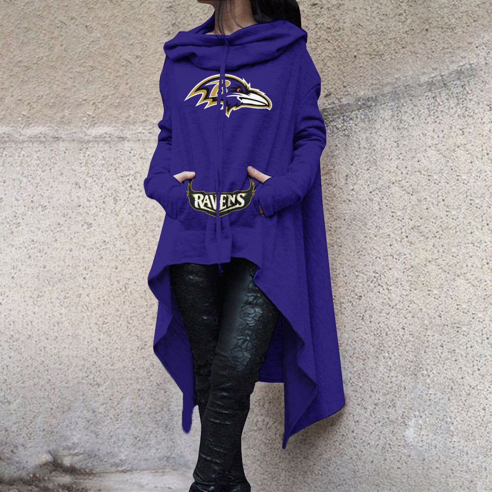 Fashionable Print Irregular Long Sleeve Sweatshirt