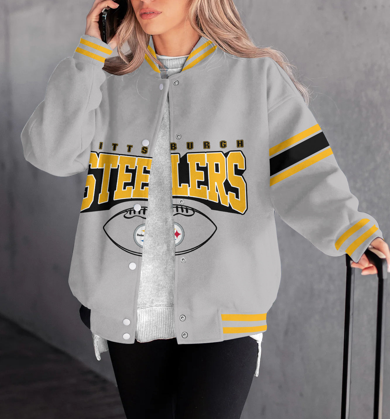 Pittsburgh Steelers Women's Long Pass Full- Snap Casual Jacket