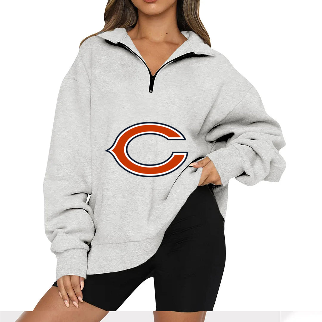 New Ladies Sports Leisure Lapel Zipper Sweatshirt