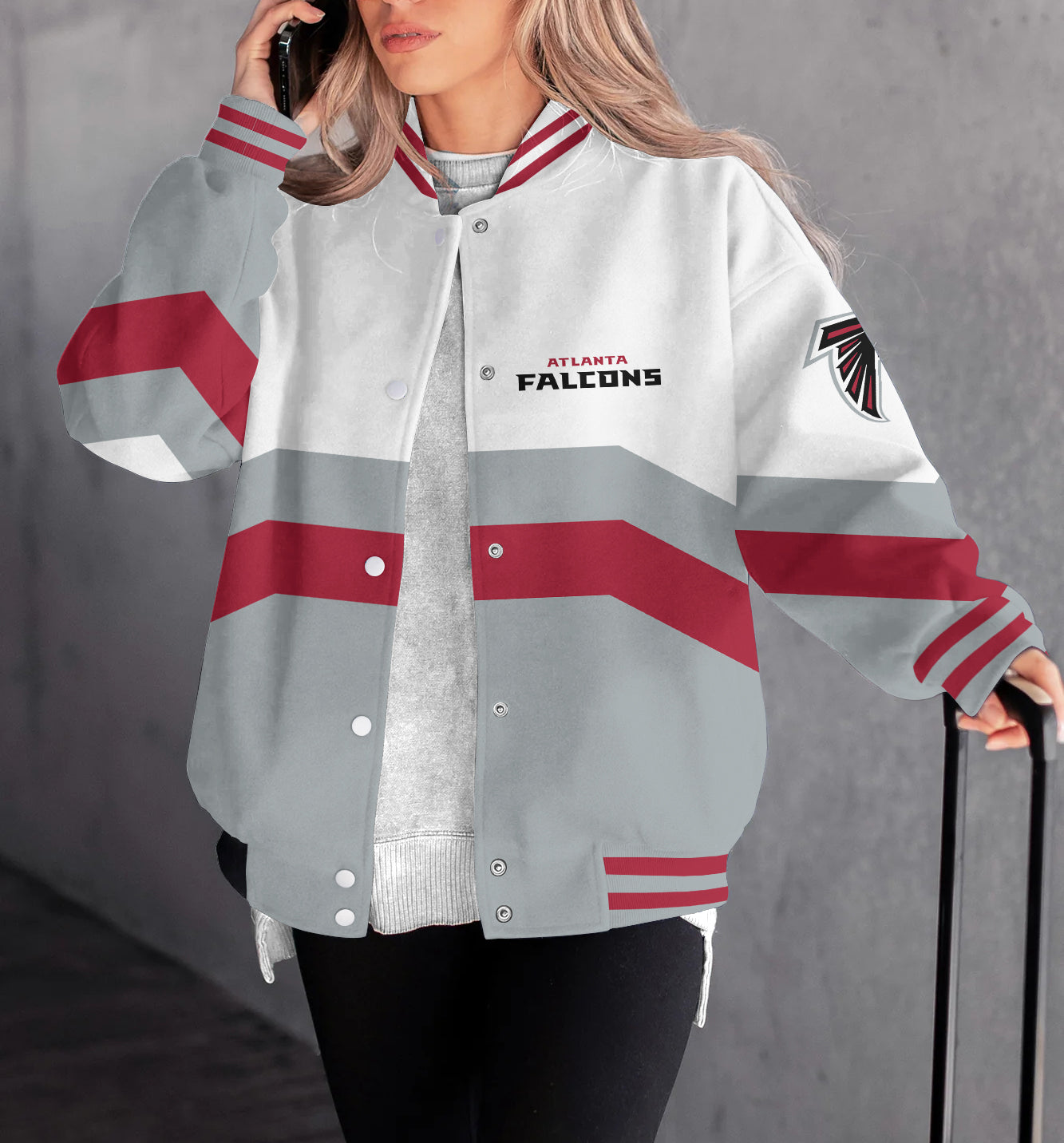 Atlanta Falcons Women's Long Pass Full- Snap Casual Jacket
