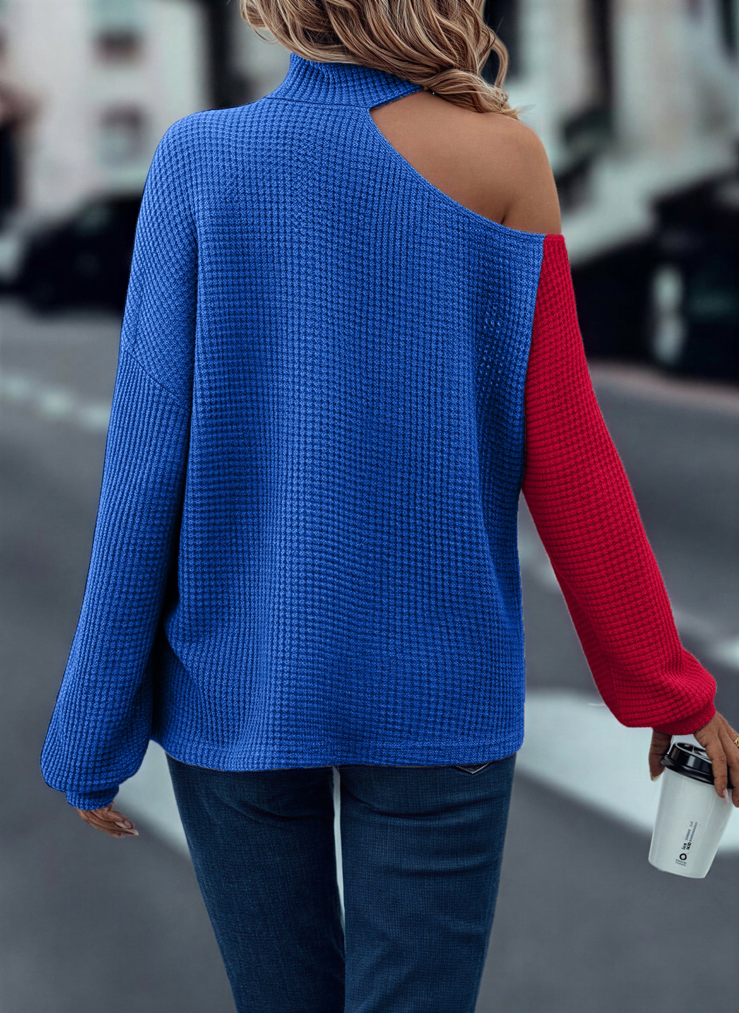 Casual Colorblock Off Shoulder T-Shirt