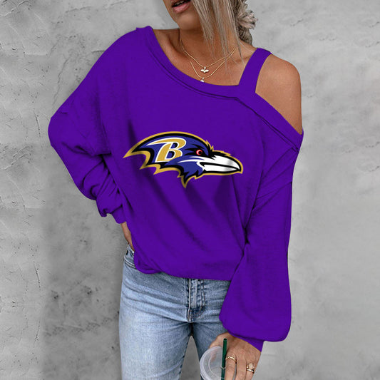 ASYMMETRICAL NECK SHIFT CASUAL LONG SLEEVE TOP