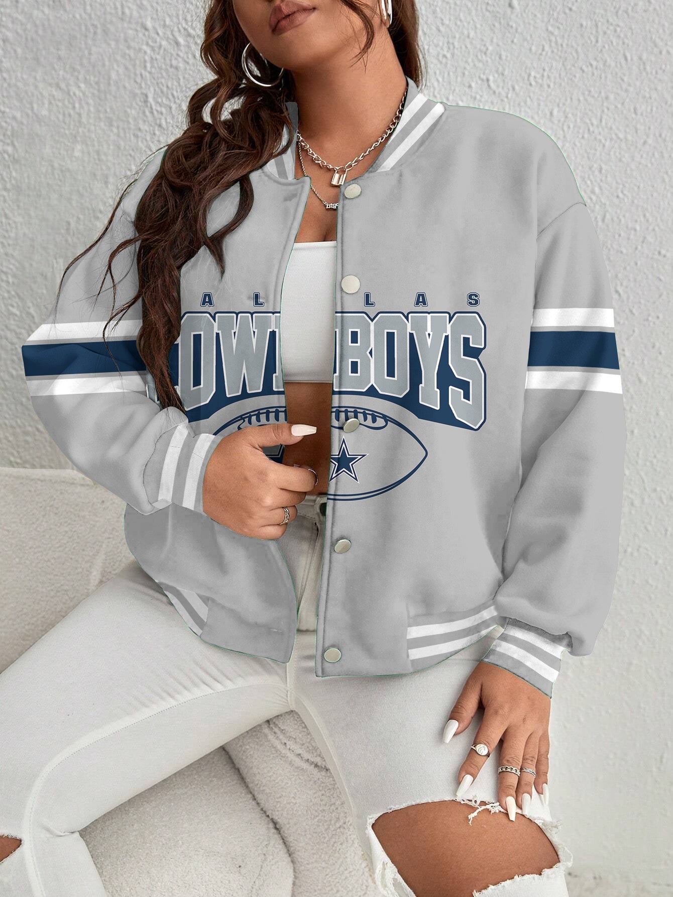 Dallas Cowboys Women's Long Pass Full- Snap Casual Jacket