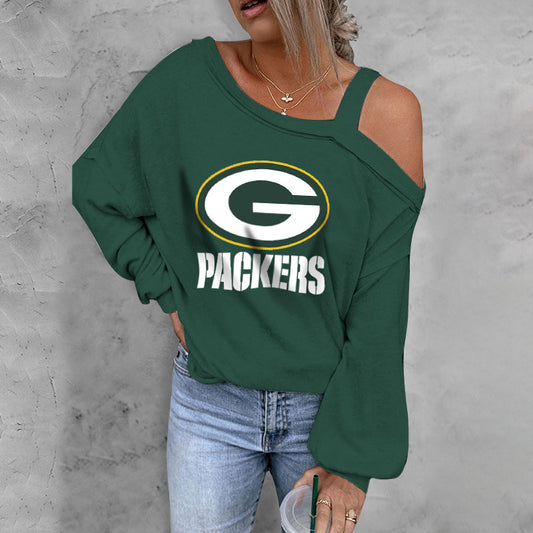 ASYMMETRICAL NECK SHIFT CASUAL LONG SLEEVE TOP