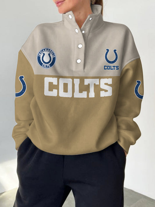 Indianapolis Colts 2025 New Design Casual Snap  Mockneck Pullover