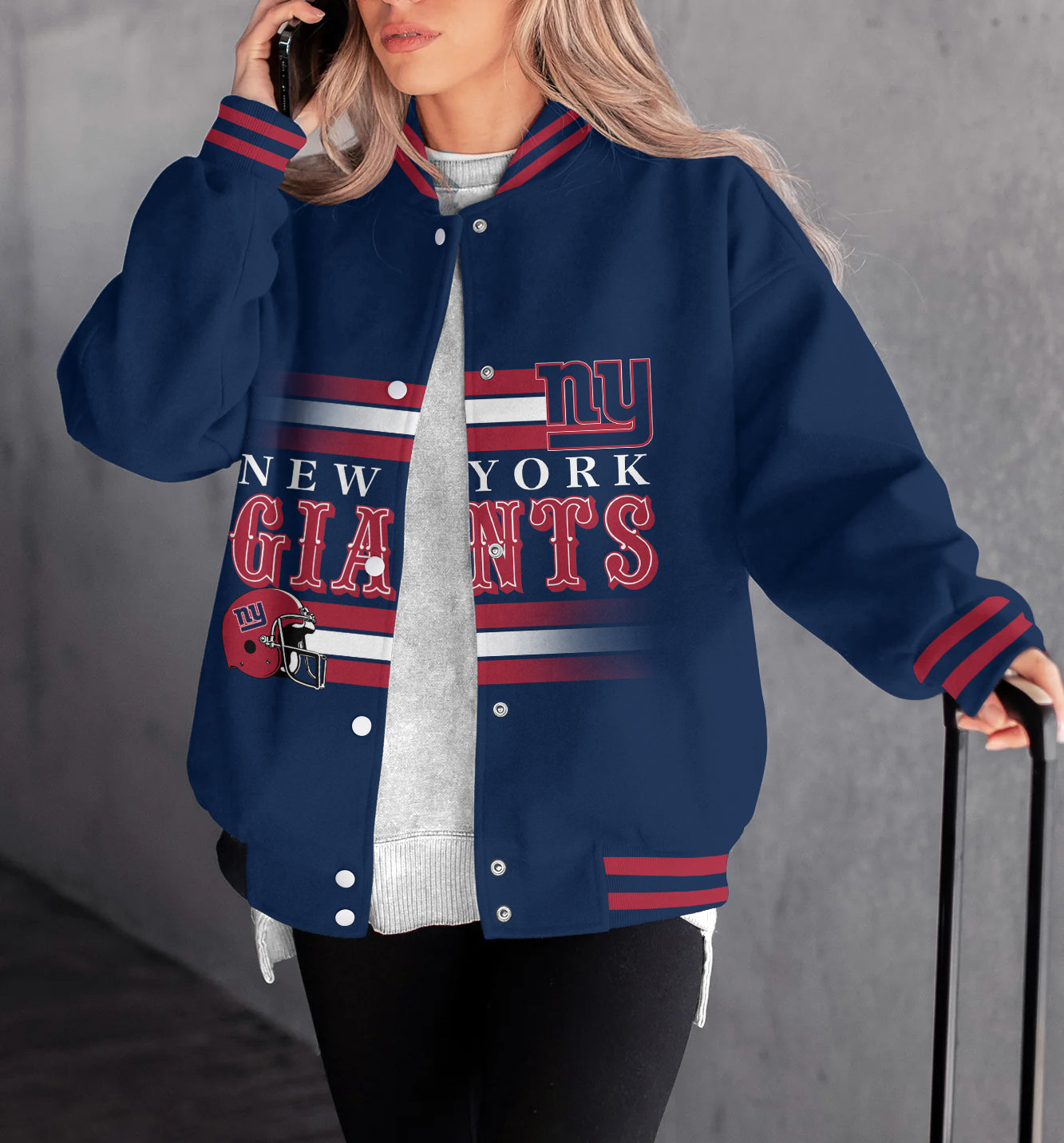 New York Giants Women's Long Pass Full- Snap Casual Jacket