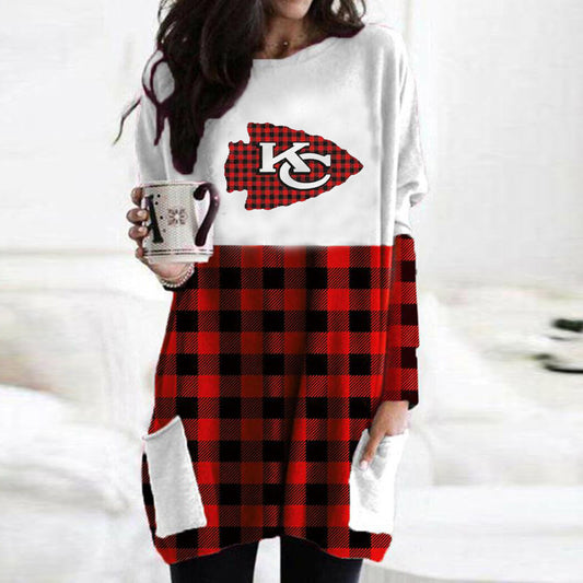 casual stitched Long Sleeve Dress