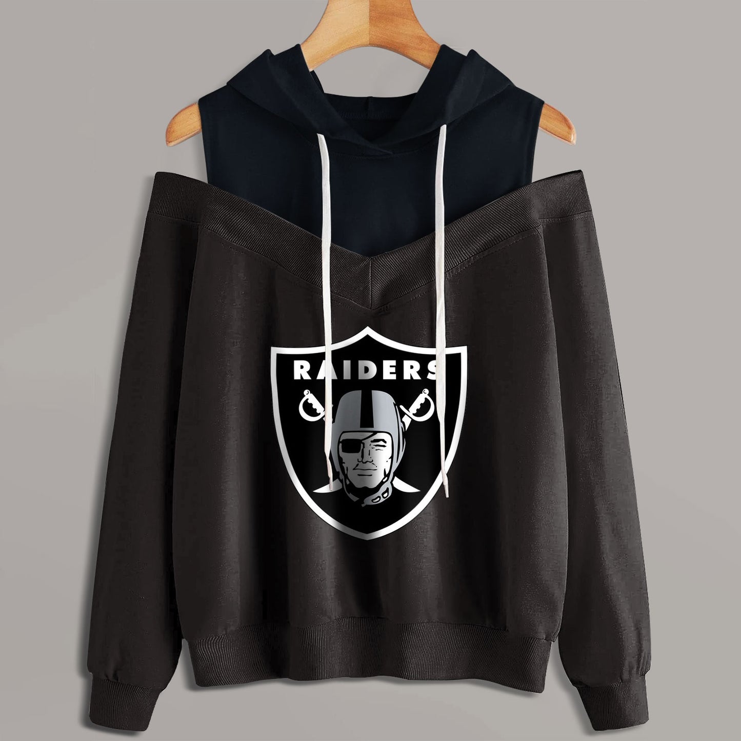 2 In 1 Colorblock Cold Shoulder Hoodie