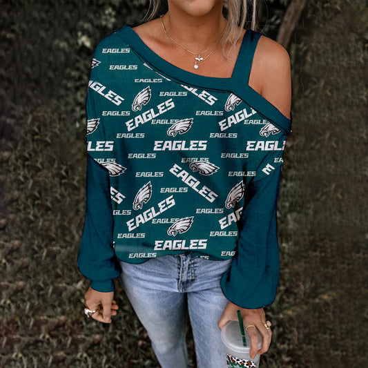 ASYMMETRICAL NECK SHIFT CASUAL LONG SLEEVE TOP