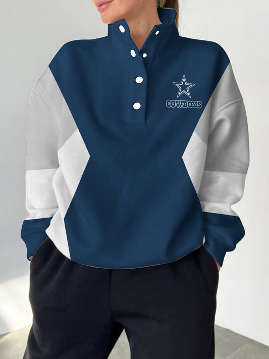 Dallas Cowboys 2025 New Design Casual Snap Mockneck Pullover