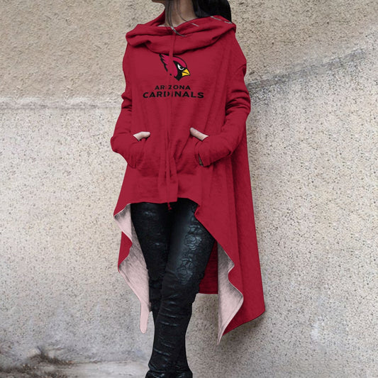 Fashionable Print Irregular Long Sleeve Sweatshirt