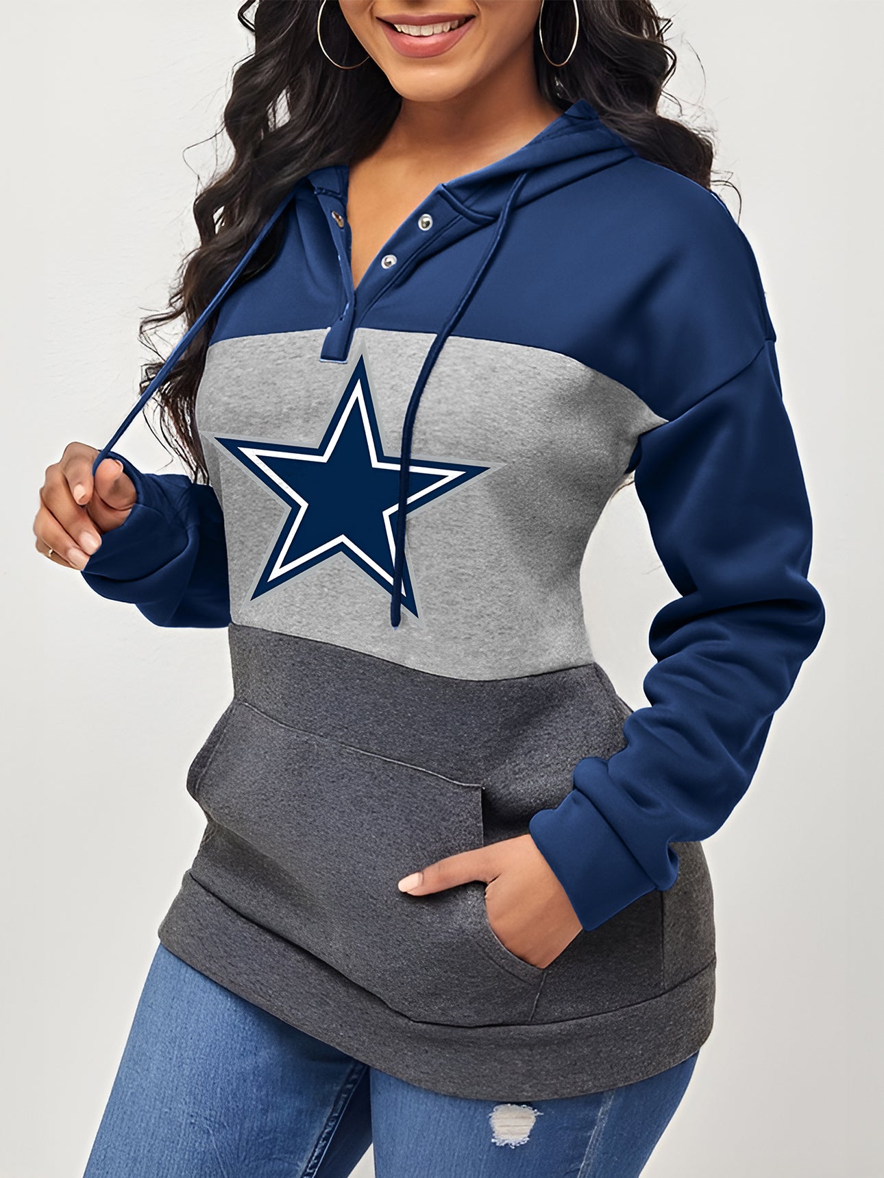 Women's Colorblock Drawstring Hoodie