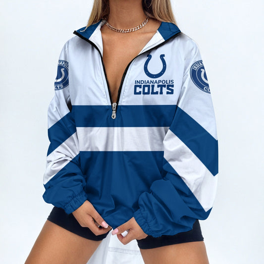 Women's Football Print V Neck Zipper Sweatshirt Jacket