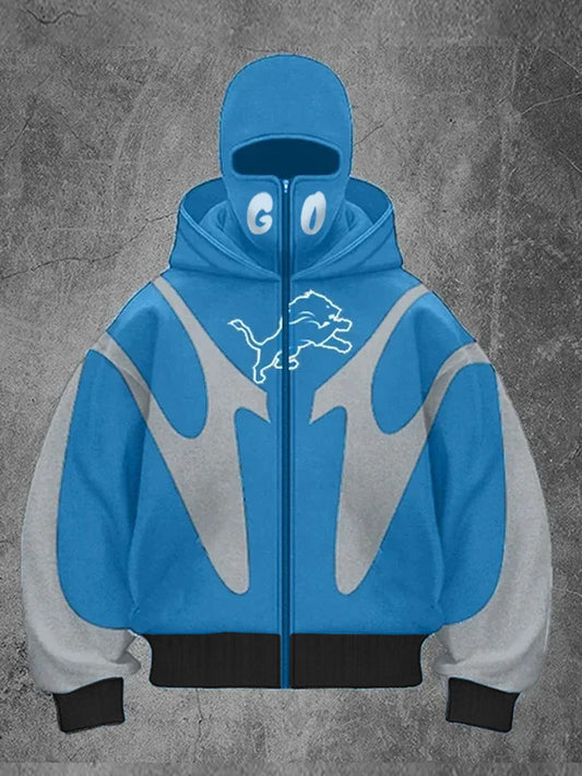 Unisex Masked Double Hooded Cardigan Jacket